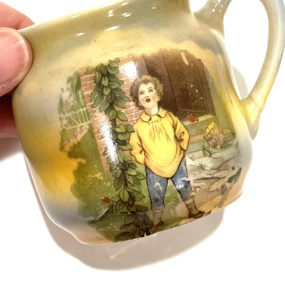 Antique Jack & the Beanstalk creamer 1910's by Three Crown China in Germany
